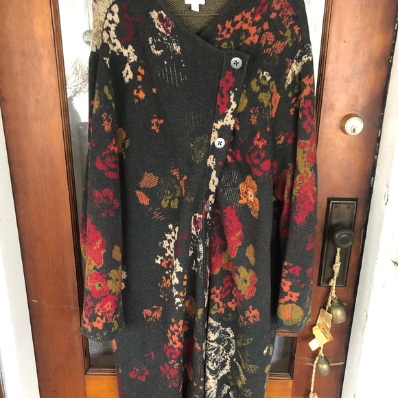 J. Jill Jackets & Blazers - Beautiful J. Jill Long Floral Sweater Jacket Knit Mix Wool & Alpaca Warm & Heavy